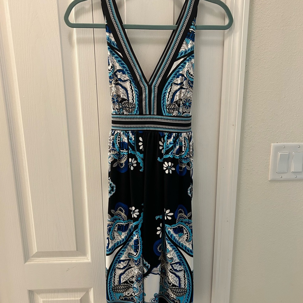 New York & Company Black and Blue Maxi Dress